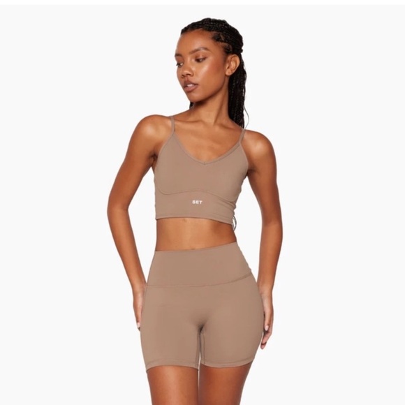 NWT SET Active Sport Body Biker Shorts - Stone - Picture 2 of 4